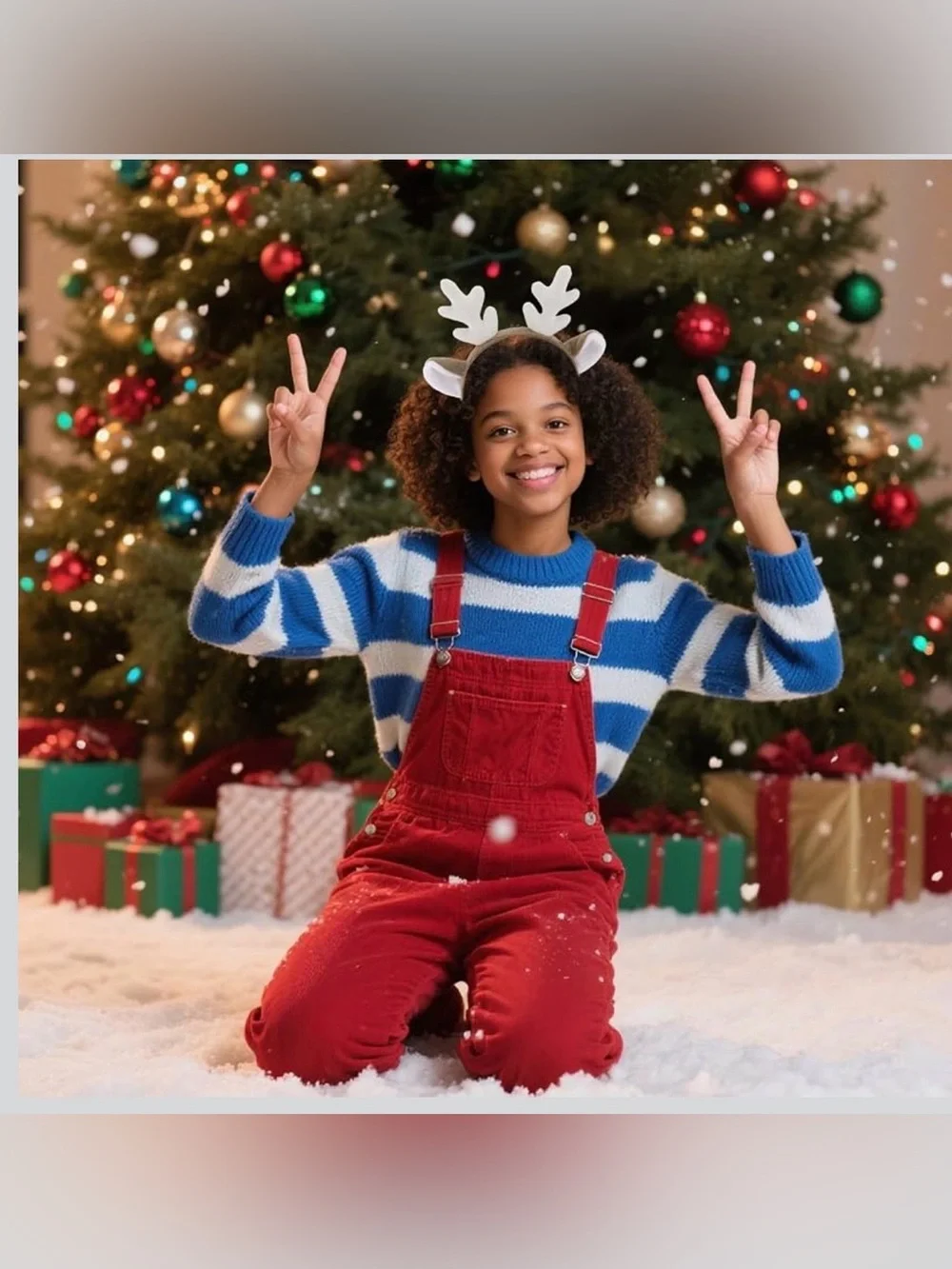 Kids Brown and White Reindeer Antler Headband - Festive Costume Accessory